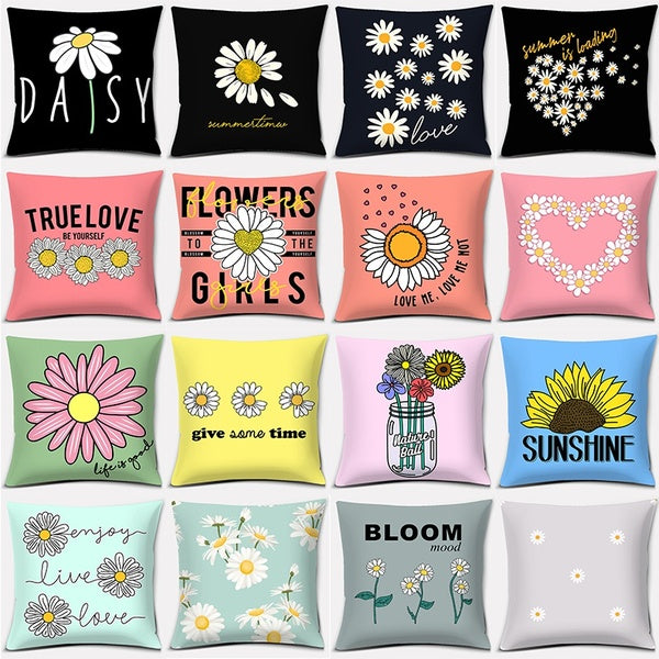 Little Daisy Series Pillow Gift Home Office Decoration Pillow Bedroom Sofa Car Cushion Cover Pillowcase(45cm * 45cm)