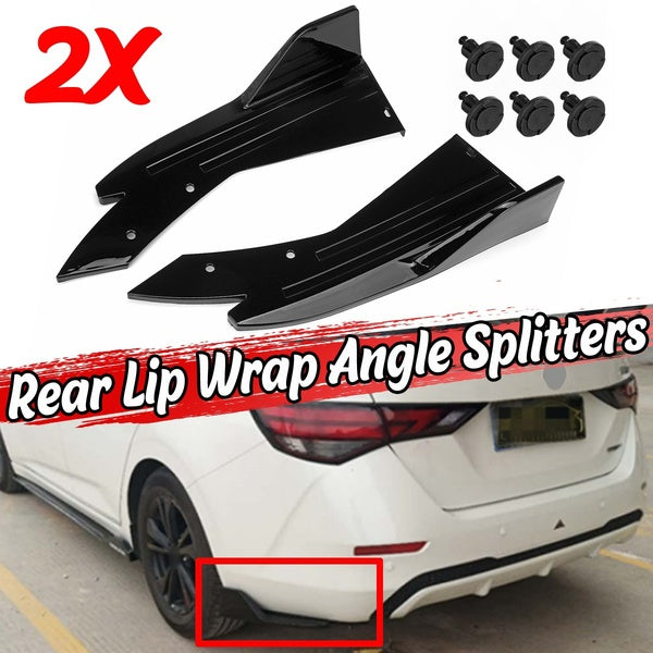 Universal 2pcs Car Rear Bumper Lip Splitter Diffuser Lip Wrap Angle Scratch Protector Accessories