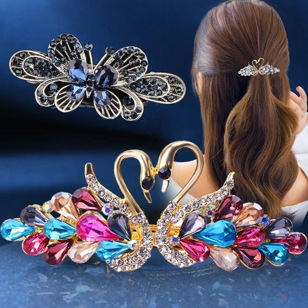 Fashion Crystal Hair Accessories Medium Metal Spring Hair Clips ins Handmade Diamond Hair Accessories for Girls Matron Inn