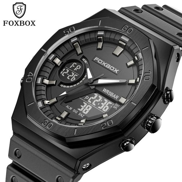 LIGE - montre à double affichage pour hommes, chronographe de sport décontracté, à Quartz, grand cadran, en Silicone, étanche, horloge numérique lumi