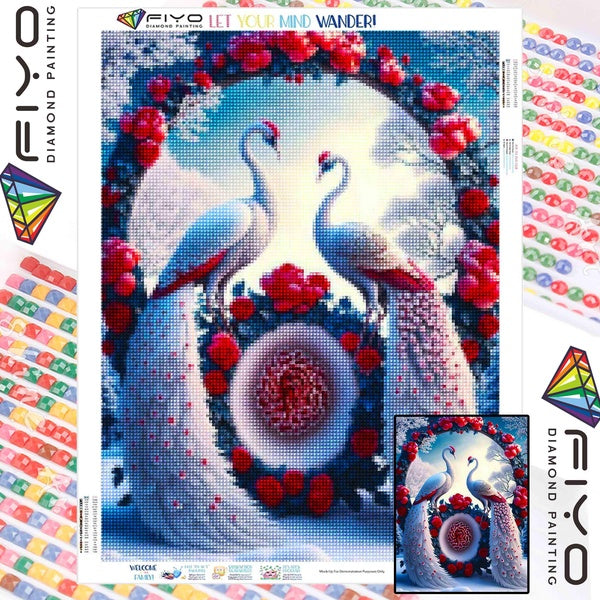 FIYO Peacock of love Diamond Painting Kits For Adults DIY 5D Diamond Mosaic Diamond Painting Home and Kitchen Fashion Canvas Pictures Wall Decoration