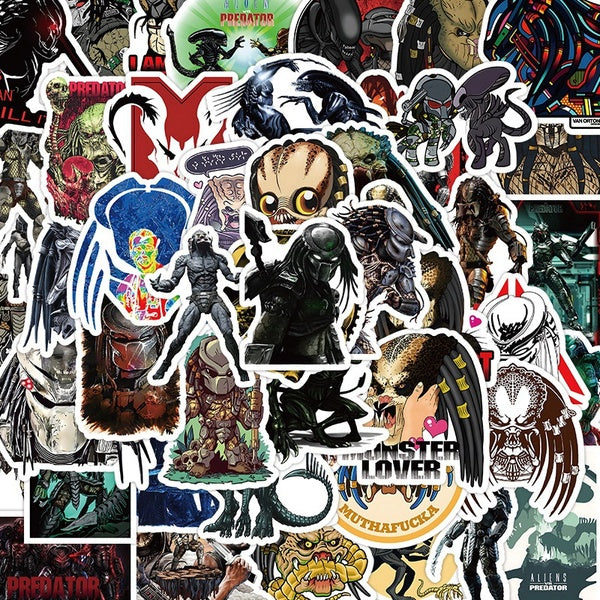 10-53Pcs Classical Movie Predator Sticker Predator Prey Graffiti Stickers for DIY Luggage Laptop Skateboard Motorcycle Stickers