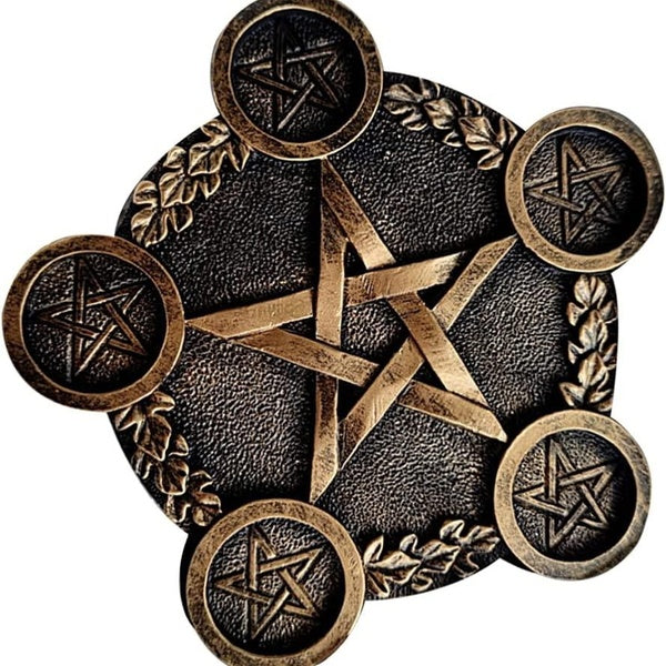 Star Candle Holder Astrology Pentacle Altar Plate Resin Tealight Holder Tray Witchcraft Altar Supplies for Witchcraft Wiccan Tarot Supplies