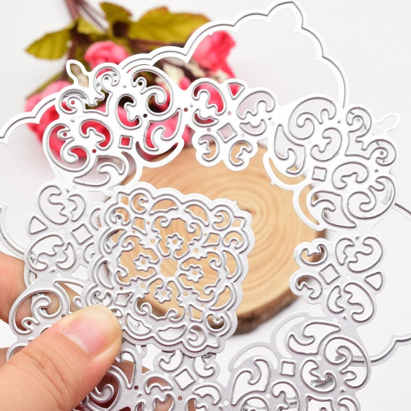 Lace Square Frame Cutting Dies Background Metal Die Cuts for DIY Scrapbooking Album Birthday Card Making Paper Crafts
