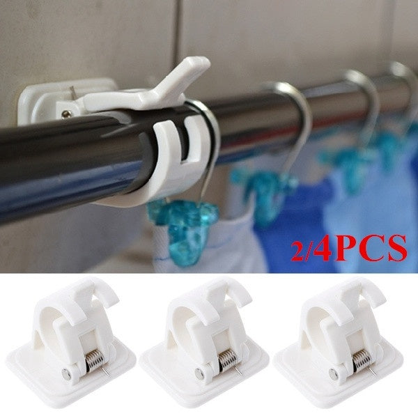2-4pcs Adjustable Curtain Rod Bracket Self Adhesive Crossbar Curtain Clips Holders