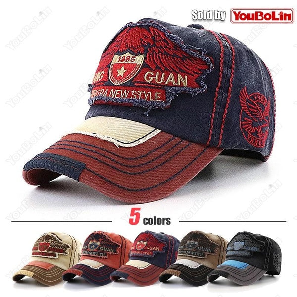 Allez de l'avant avec courage et n'abandonnez jamais l'esprit de travail acharné Casquette de baseball à grande tête brodée d'aigle avec 3 tailles au