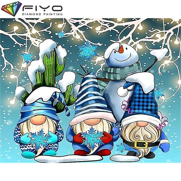 FIYO Santa Claus Dwarf DIY 5D Diamond Painting Full Drill with Number Kits Home and Kitchen Fashion Mosaic Diamond Painting Canvas Wall Decoration Gi