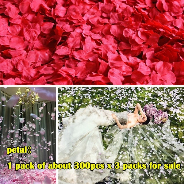 3 bag-900pcs Hand throwing flower stage flower petal rain small broken petals Silk Flower Rose Petal Wedding Bridal Party Matron Inn