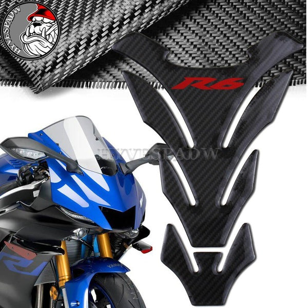 3D Motorcycle for YAMAHA R6 YZFR6 YZF-R6 YZF R6 Fuel Tank Pad Reflective Carbon Fiber Bone Black