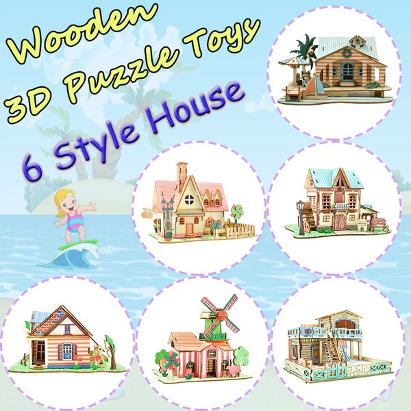 Colorful Wooden 3D Puzzle Building Toys DIY Handmade Assembly Model Kits for Kids Teens Adults Artifacts Home Decoration
