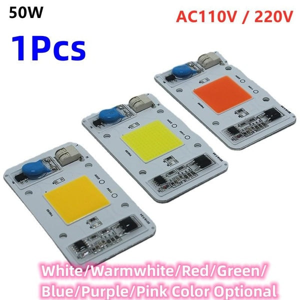 1Pcs High Power 50W AC110V-AC 220V Led COB Chip Built-in Driver Pink Full Spectrum White Red Green Blue Warmwhite 395mn UV Light Lamp Chip Led Lamp B