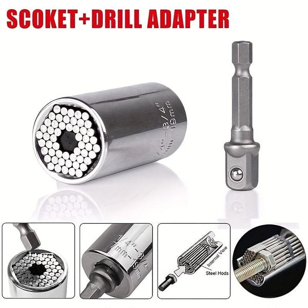 Clé à douille universelle, jeu de têtes, Gadget à manchon 7-19mm, adaptateur de perceuse électrique, clé écrou, poignée magique, outils multi-mains,