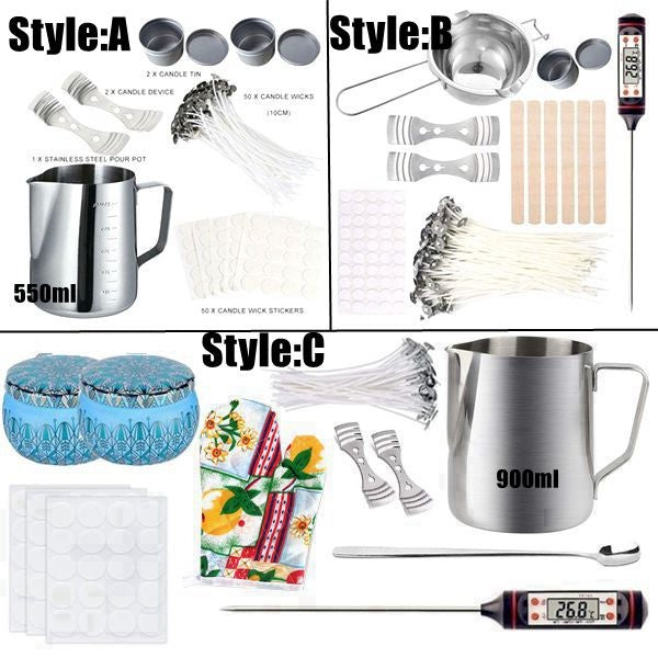 DIY Candle Making Supplies with Wax Melting Pitcher, Wax Wicks, Candle Wicks Holders, and Trivet Mat, Candle Making Kit for Beginner Adults((Please S