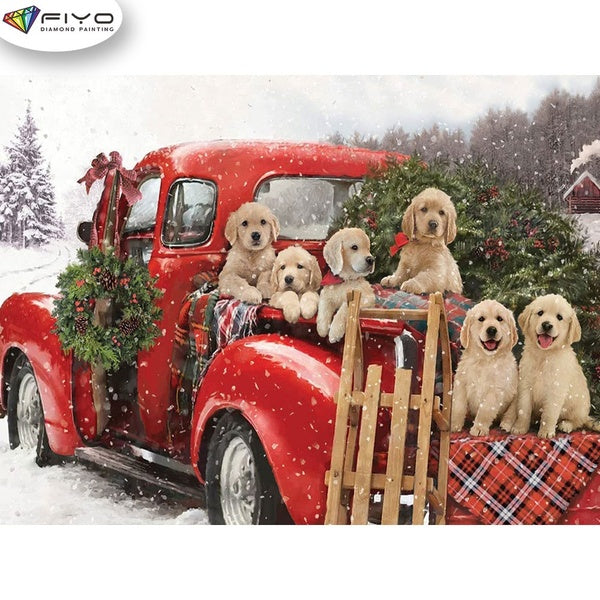 FIYO Christmas Animal Diamond Painting Kits For Adults DIY 5D Diamond Mosaic Diamond Painting Home and Kitchen Fashion Canvas Pictures Wall Decoratio