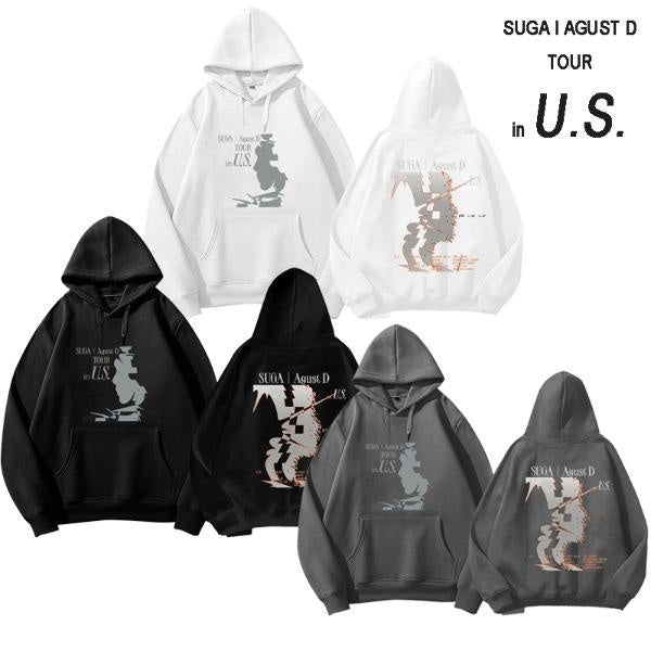 Kpop 防弾少年団 Bangtang Boys SUGA Agust D Tour in U. S Concert the Same Clothing Sweater Super Soft Cotten Hoodie Sweatshirt Hooded for Army Fans Clothing