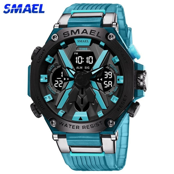 SMAEL nouvelles montres pour hommes Cool sport montres électroniques LED résistantes à l'eau avec boîtier en alliage mode montre-bracelet à Quartz an