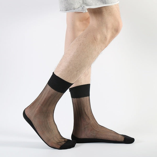 5 Pairs-Lot Man Summer Ultra-thin Silk Bottom Pure Cotton Cool Socks Male Business Loafers Samll Holes Pure White Sokken