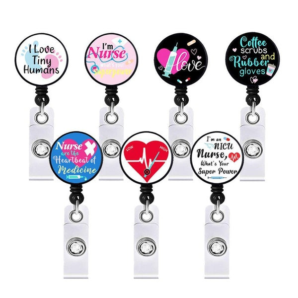 Nouveau porte-Badge mignon rotatif rétractable porte-clés Badge bobine pince docteur infirmière pince carte d'identité porte-Badge