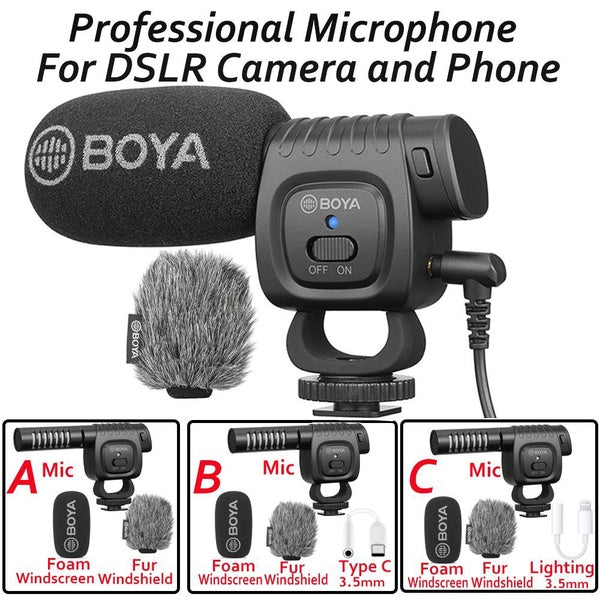 Microphone On Camera Cardioid Condenser Microphone Audio Video Mic for Canon Nikon Sony DSLR PC for iPhone Samsung Huawei Xiaomi Vivo Oneplus Smartph