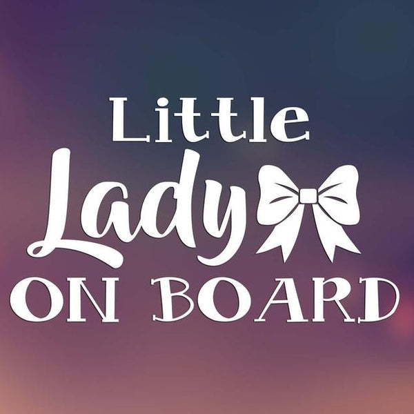 18cm CAR VINYL DECAL Little Lady On Board Car Vehicle Window Decal, Baby Girl On Board, Bow, Car Sticker