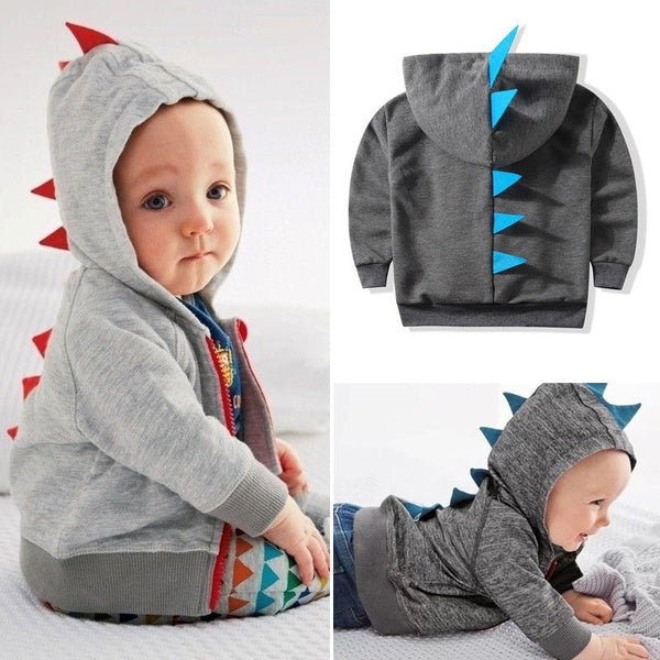 Cute Dinosaur Hooded Baby Boys Clothes Long Sleeve Hoodie Tops Jacket Coat 0-3Y