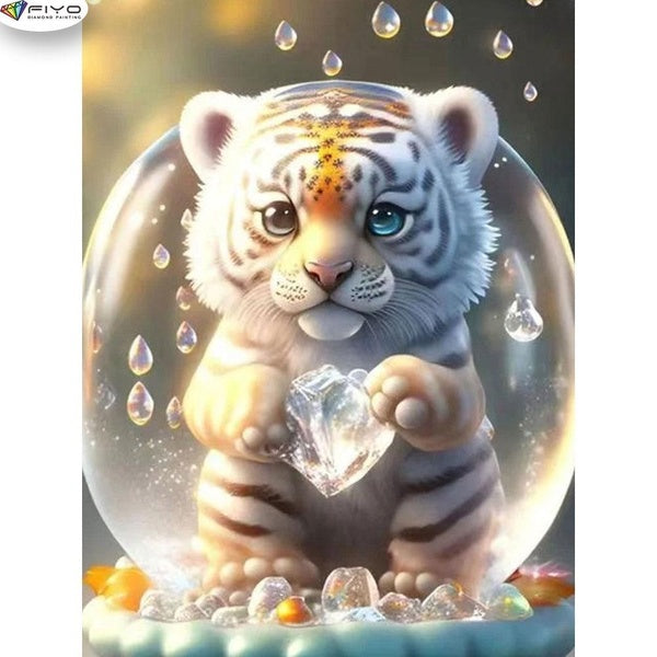 Tiger 5D Diamond Painting Kits Full Drill Crystal Embroidery Pictures Arts Craft for Home Wall Decor(FullRound15x25-20x30-30x40-40x50-50x70cm)(Full S