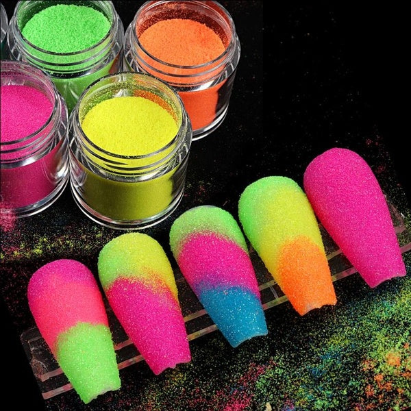 Colorful Nail Art Acrylic Powder UV Gel Crystal Dipping Powder for Nail Polish Fluorescent Neon Pigment Nail Dust Nail Accessories