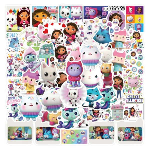 10-50Pcs Cartoon Anime Gabby's Dollhouse Stickers Cute Cat Graffiti Kids Toy Skateboard Car Motorcycle Bicycle Sticker Decals