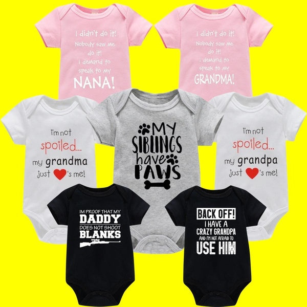 Newborn Baby Clothes,Funny Infant Bodysuits for Baby Boys Girls,Cute Baby Onesies for Babies,Soft Cotton Jumpsuits &Rompers,Grandpa-Grandma-Nana-Dadd