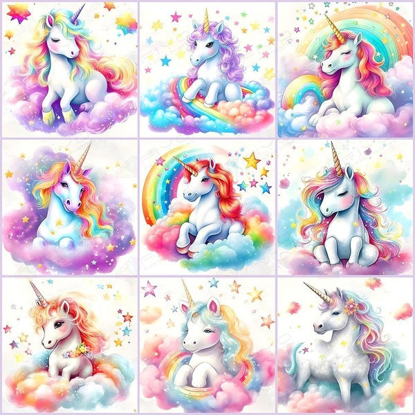 FIYO DIY 5D Unicorn Diamond Painting Kit for Adults, Full Drill Diamond Painting, Diamond Art Canvas Crafts Cross Stitch Crystal Embroidery Home Wall