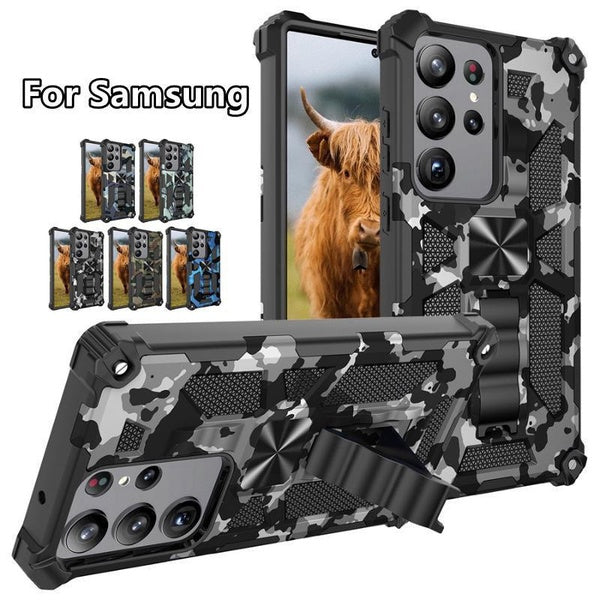 Coque de téléphone en livrée camouflage blindée robuste pour Samsung S23 S23 S23Plus S23Ultra S22 S21 S20 S20FE Note20 A14 5G A04 A04S A73 A53 A33 A2
