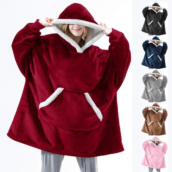 Wearable Hoodie Blanket for Women Men Oversized Sherpa Sweatshirt Blanket Super Soft Warm Comfort Fleece Hoodie With Deep Pockets And Sleeves