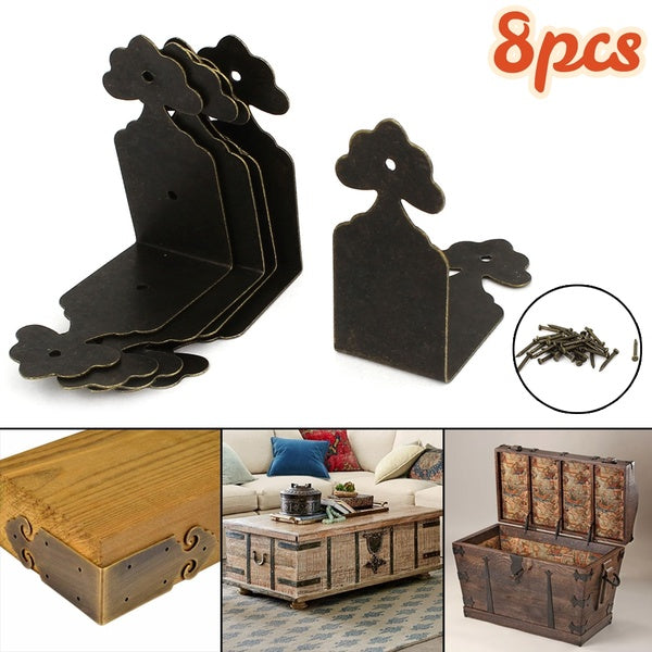 8pcs Right Angle Hardware Furniture Closet Cabinet Edge Corner Protector Bracket Bronze Tone