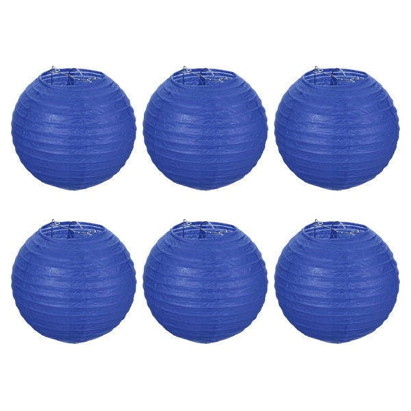6 Inch Paper Lanterns, 6 Pack Round Folding Hanging Lamp Shade for Wedding Home Party Festival Celebration, Blue