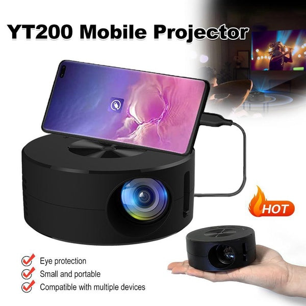 YT200 Mini projecteur mobile LED 1080P Home Cinéma Cinéma USB Mini Portable HD LED Projecteur de téléphone portable pour enfants Fil Mirroring Funtio