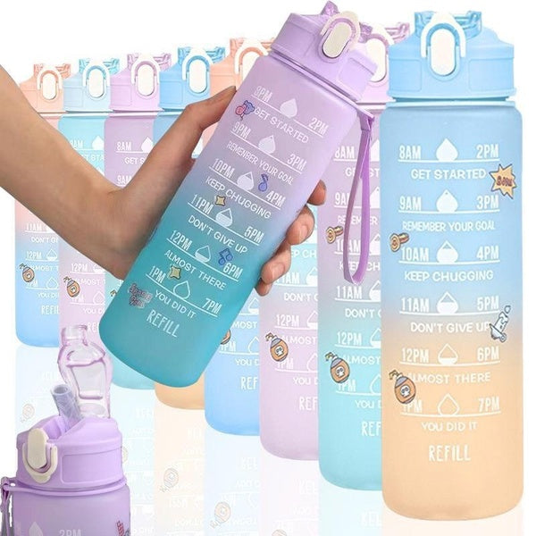 Large Capacity Water Bottle with TimeMarker and Straw Bounce Lid Leak-Proof Cup(1 Pc)Reusable Water Bottle for Gym and Sports,Aesthetic Water Bottle