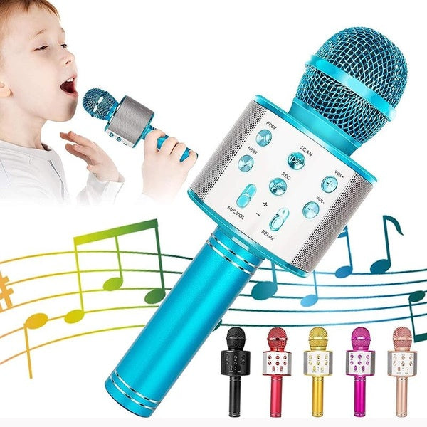 Microphone de karaoké Bluetooth sans fil pour enfants, 5 en 1, portable, haut-parleur, enregistreur avec radio Remix réglable, pour enfants, filles,