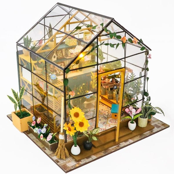 Flower House Wooden DIY Miniature Dolls House Kits Room Great Gift Idea for Craft Lover