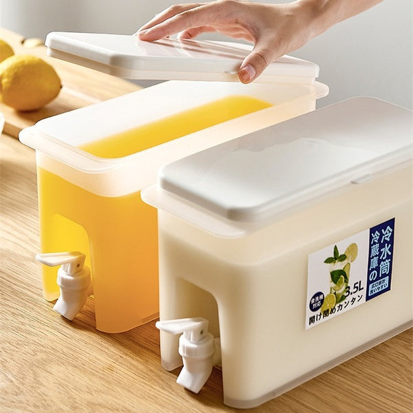 3.5L Large Capacity Cold Water Pot Summer Refrigerator Lemonade Jug Plastic with Faucet Household Fruit Tea Ice Milk Cold Drink Tank Dispsner