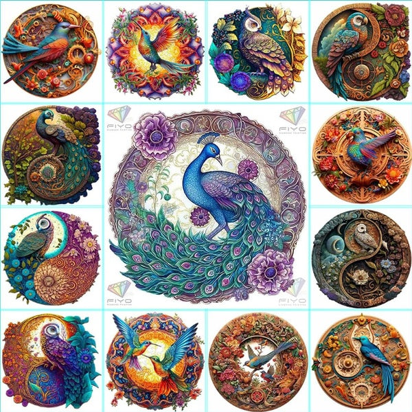 FIYO Birds Diamond Painting Kits For Adults DIY 5D Diamond Mosaic Diamond Painting Home and Kitchen Fashion Canvas Pictures Wall Decoration Gifts Art