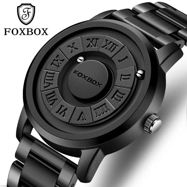 LIGE FOXBOX Top marque montres de luxe créatif en acier inoxydable bande défilement perles montre à Quartz pour hommes Force magnétique étanche horlo