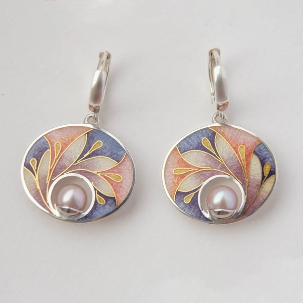 Boucles d'oreilles pendantes en forme de perle rose clair pour femmes