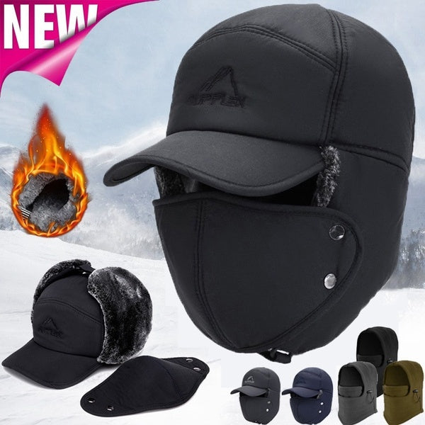 Nouveaux hommes chapeau d'hiver visage neige casquette coupe-vent casquette de Baseball épais chaud décontracté cache-oreilles casquette