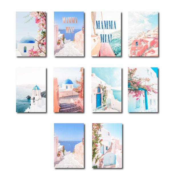 Mamma mia College Dorm Decor Santorini Greek Island Travel Posters Minimalist Wall Art Canvas Living Room Painting Summer Greece Prints No Frame