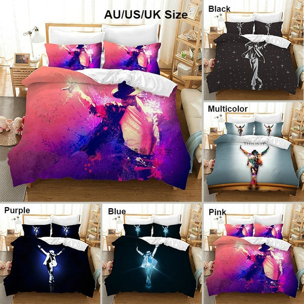 Michael Jackson Pattern Duvet Cover with Pillow Cover Bedding Set Pink-black Bed Set for Bedroom Decor Single Double Twin Full Queen King All Size fo