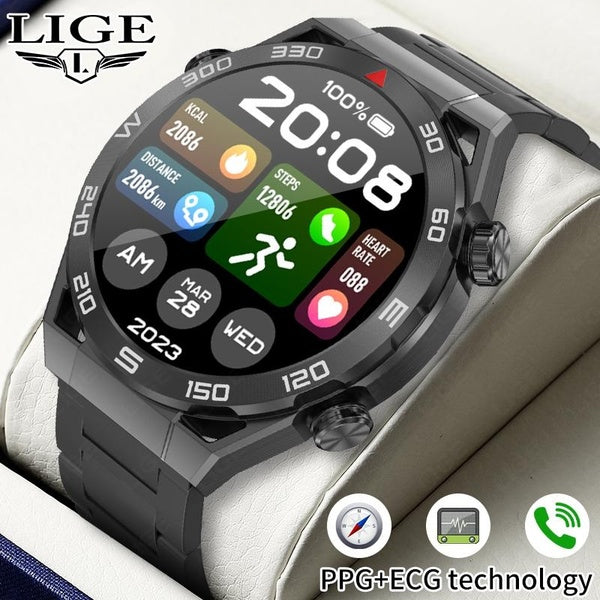 2023 LIGE GPS montres intelligentes hommes 1,5 pouces 454*454 AMOLED HD Bluetooth appel ECG + PPG santé Smartwatch 156 Modes sportifs Bracelet NFC bo