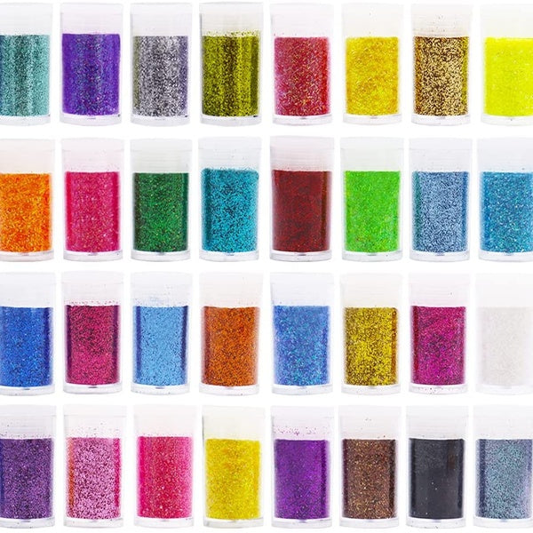 32 Colors Fine Slime Glitter Powder,Glitter Powder Sequins for Crafts,Multi Purpose Glitter Dust for Body Face Hair Makeup,Art,DIY Craft