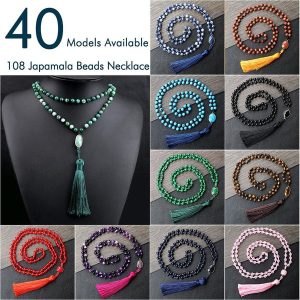 Bohème 108 Mala Perles Gland Collier À La Main Pierre Naturelle Pendentif Mode Chapelet Yoga Colliers pour Femmes Hommes Prière Bénédiction Bijoux