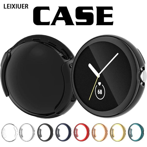LEIXIUER Case with Film for Google Pixel Watch - Pixel Watch 2 Strap For Smart Watch TPU Soft Full Protective Cover Screen Protector Bumper Shell for