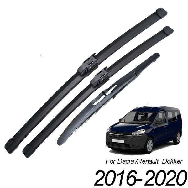 Windshield Windscreen Wiper Blades Kit For Dacia Renault Dokker Front Rear Window Wiper Set 2016 2017 2018 2019 2020